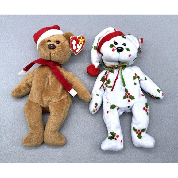 Christmas Holiday Plush Lot Santa Teddy Bear Holly & Berry Bear Stuffed Toys TY - Picture 6 of 8